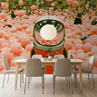 Astronaut in a Sea of Pink Balloons Wall Mural