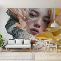 Ethereal Floral Portraiture Wall Mural