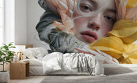 Ethereal Floral Portraiture Wall Mural