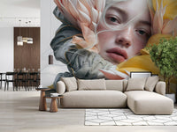 Ethereal Floral Portraiture Wall Mural