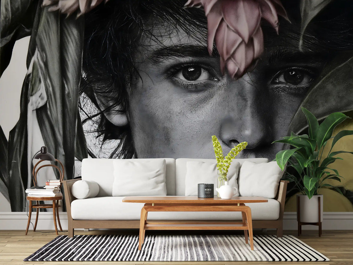 Botanical Face Contemporary Feature Wall Mural