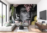 Botanical Face Contemporary Feature Wall Mural