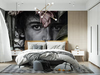 Botanical Face Contemporary Feature Wall Mural