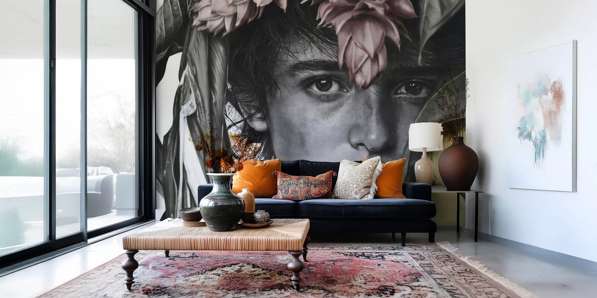 Botanical Face Contemporary Feature Wall Mural