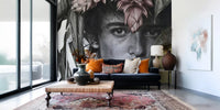 Botanical Face Contemporary Feature Wall Mural