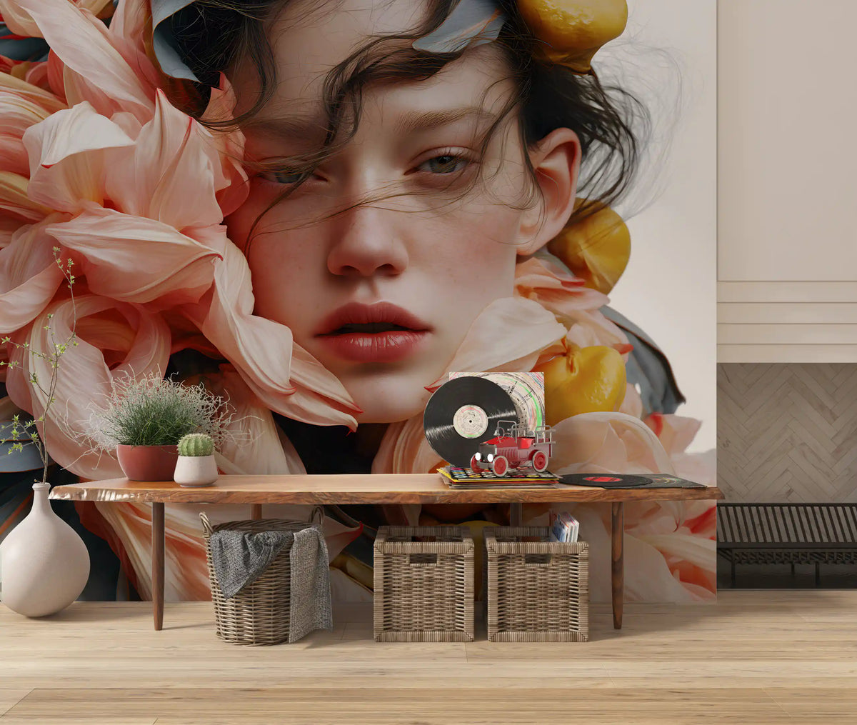 Ethereal Floral Portrait Wall Mural