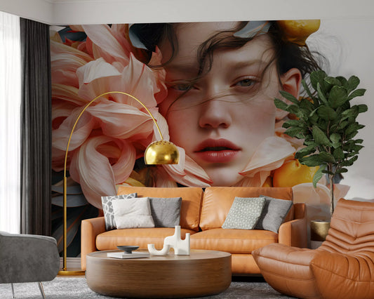 Ethereal Floral Portrait Wall Mural