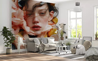 Ethereal Floral Portrait Wall Mural