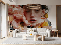 Ethereal Floral Portrait Wall Mural
