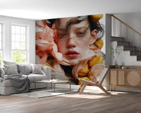Ethereal Floral Portrait Wall Mural