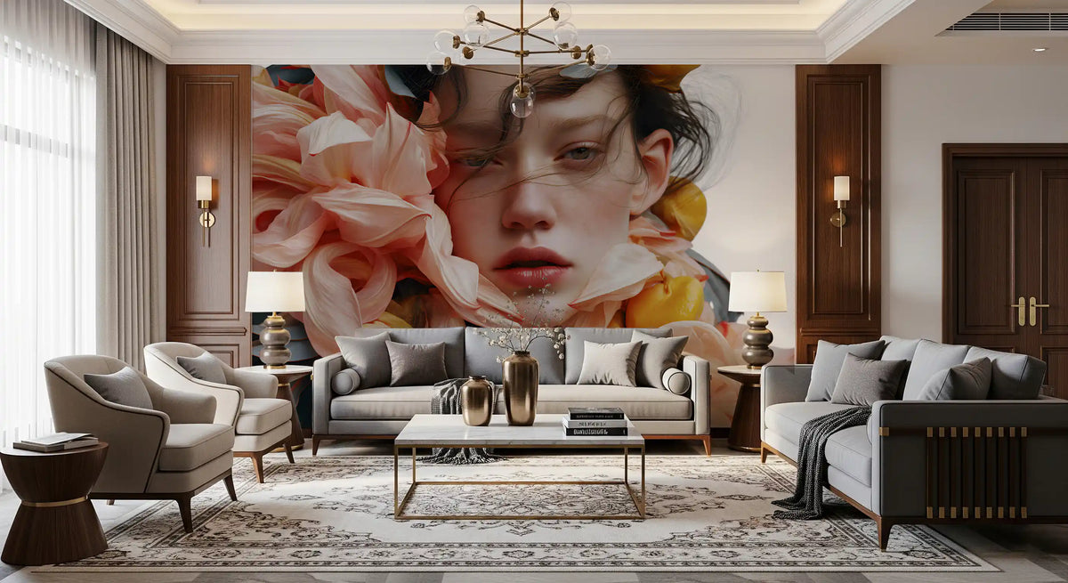 Ethereal Floral Portrait Wall Mural