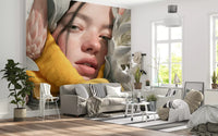 Serene Floral Portrait in Bright Tones Wall Mural