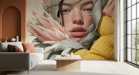 Ethereal Botanical Portrait Study Wall Mural