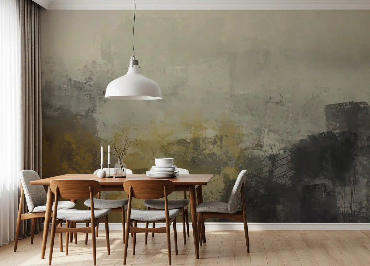 Abstract Brushwork Ochre Wall Mural