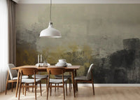 Abstract Brushwork Ochre Wall Mural