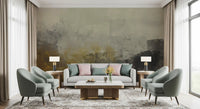 Abstract Brushwork Ochre Wall Mural