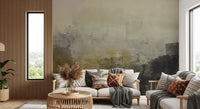 Abstract Brushwork Ochre Wall Mural