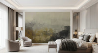 Abstract Brushwork Ochre Wall Mural