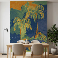 Abstract Painted Palm Landscape Wall Mural