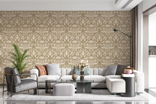 Classic Cream and Beige Floral Wallpaper⁠