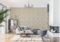 Classic Cream and Beige Floral Wallpaper⁠