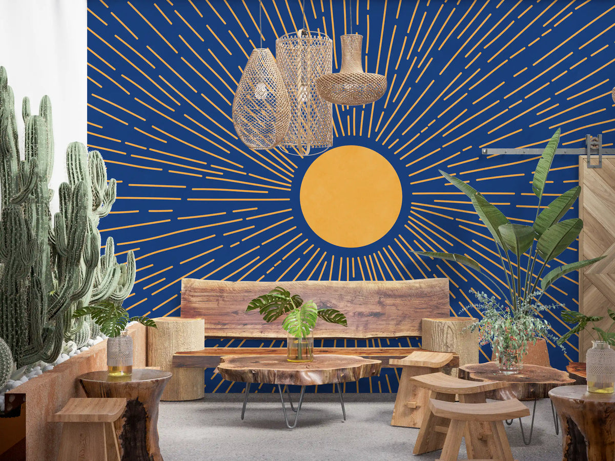Radiant Solar Burst Abstract Wall Mural