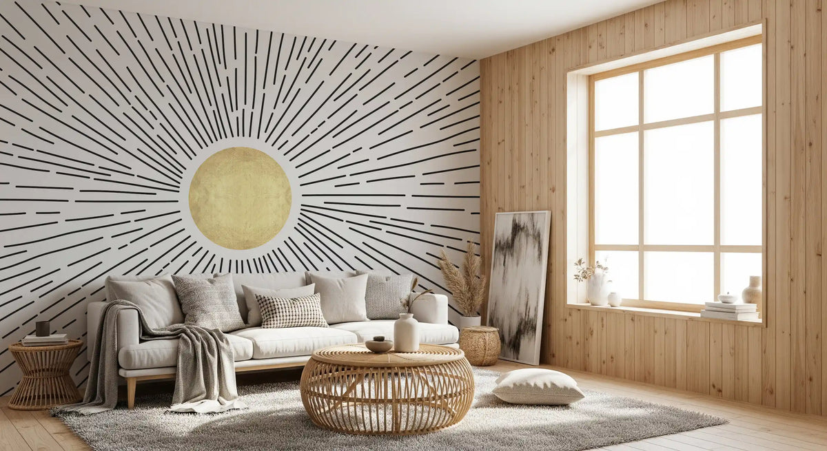 Golden Sunburst Radiance Wall Mural