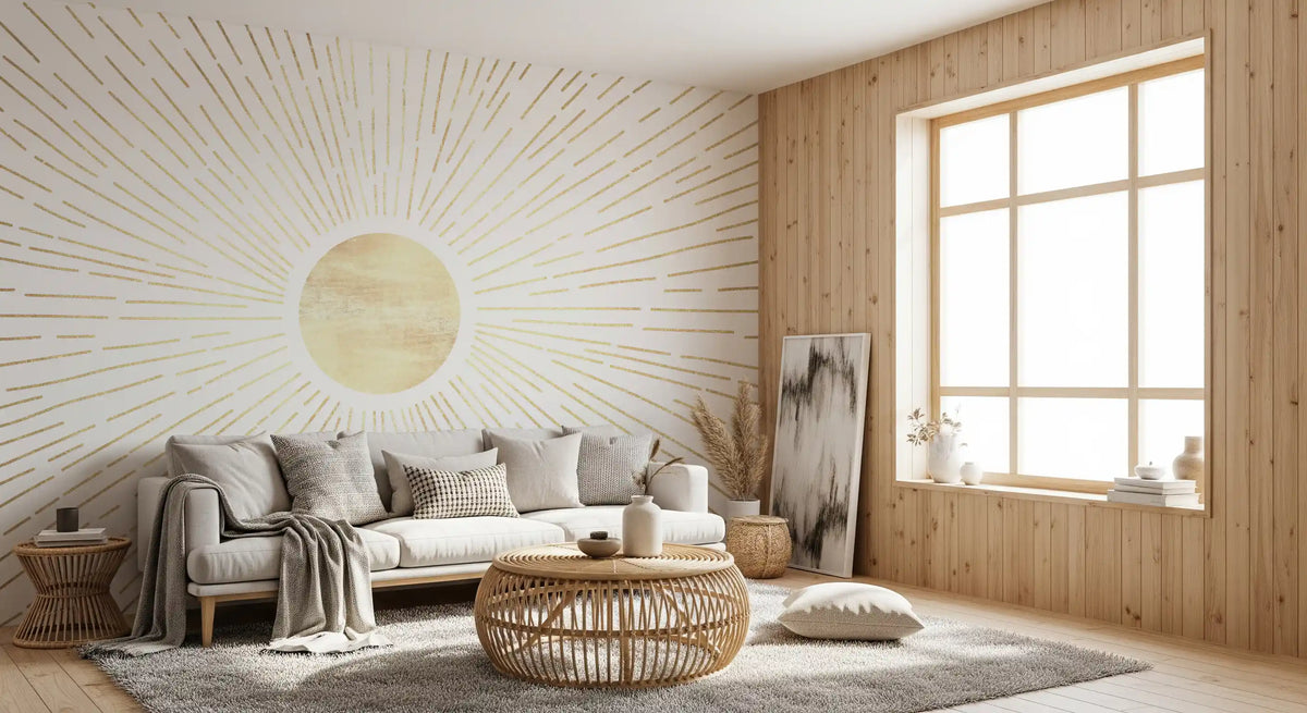 Radiant Golden Burst Wall Mural
