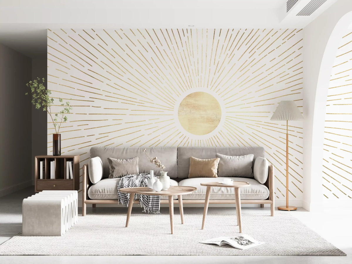 Radiant Golden Burst Wall Mural