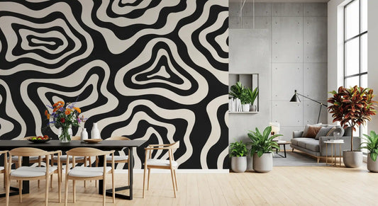 Organic Monochrome Swirls Wall Mural