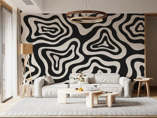 Organic Monochrome Swirls Wall Mural