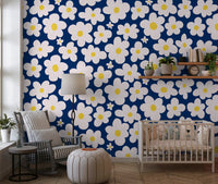 Midnight Daisy Field Pattern Wall Mural