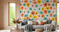 Retro Flower Power Pattern Wall Mural