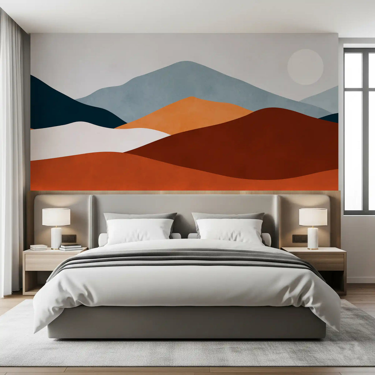 Minimalist Painted Mountain Horizon Wall Mural