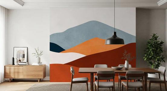 Minimalist Painted Mountain Horizon Wall Mural