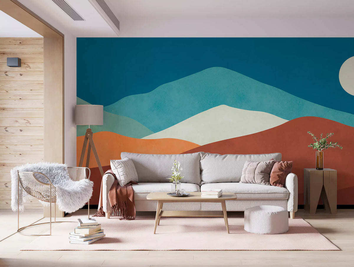 Minimalist Desert Dusk Landscape Wall Mural