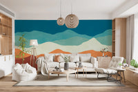 Serene Layered Mountain Horizon Wall Mural
