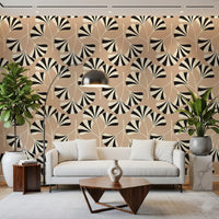 Minimalist Ginko Leaf Pattern Wall Mural