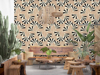 Minimalist Ginko Leaf Pattern Wall Mural