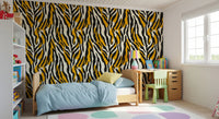 Contemporary Ochre Zebra Stripe Pattern Wallpaper⁠