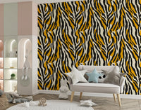 Contemporary Ochre Zebra Stripe Pattern Wallpaper⁠
