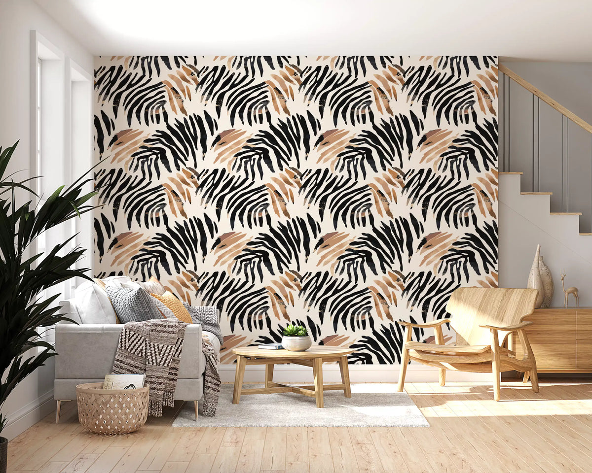 Abstract Zebra Stripe Brushwork Wallpaper⁠