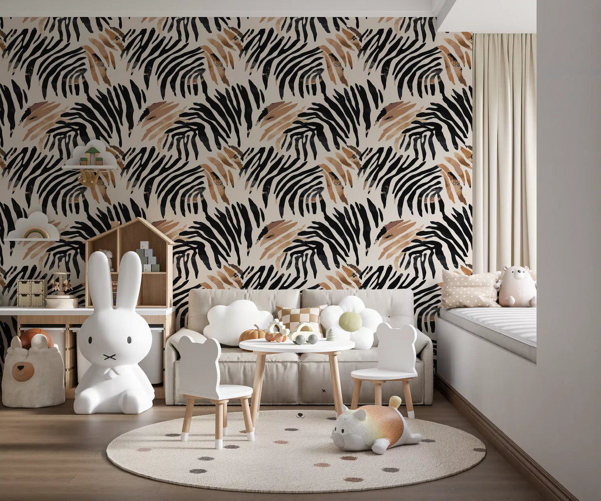 Abstract Zebra Stripe Brushwork Wallpaper⁠