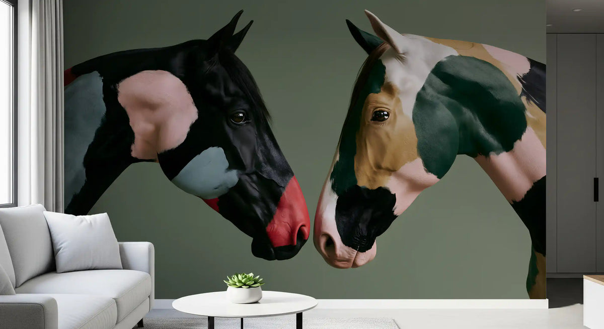 Painted Equine Duo Wall Mural