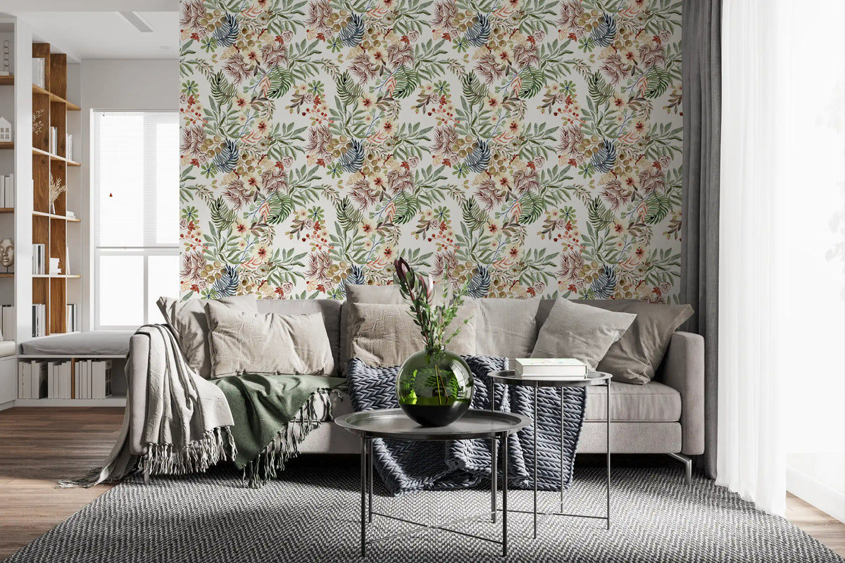 Rustic Meadow Wildflower Illustration Wallpaper⁠