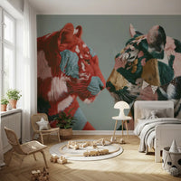 Duo of Painted Tigers Wall Mural