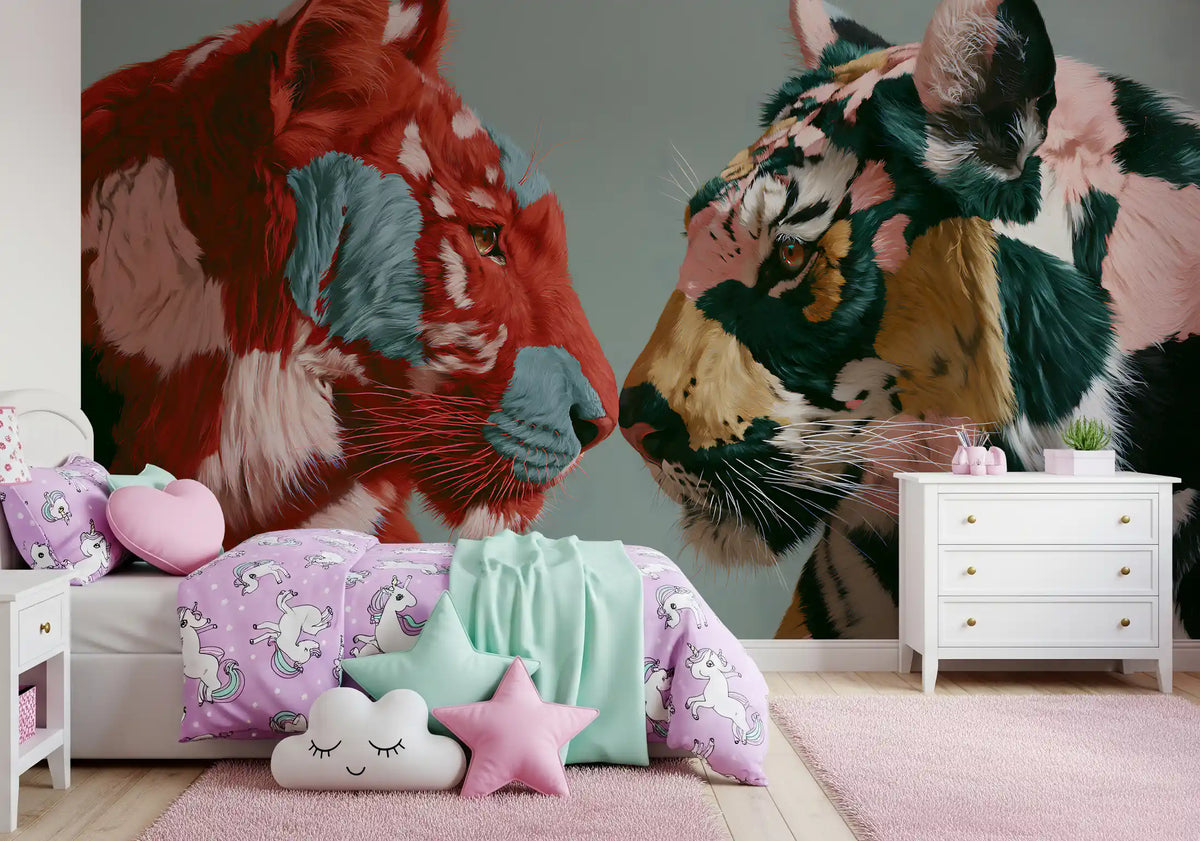 Duo of Painted Tigers Wall Mural