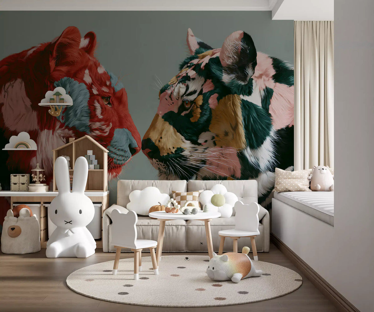 Duo of Painted Tigers Wall Mural