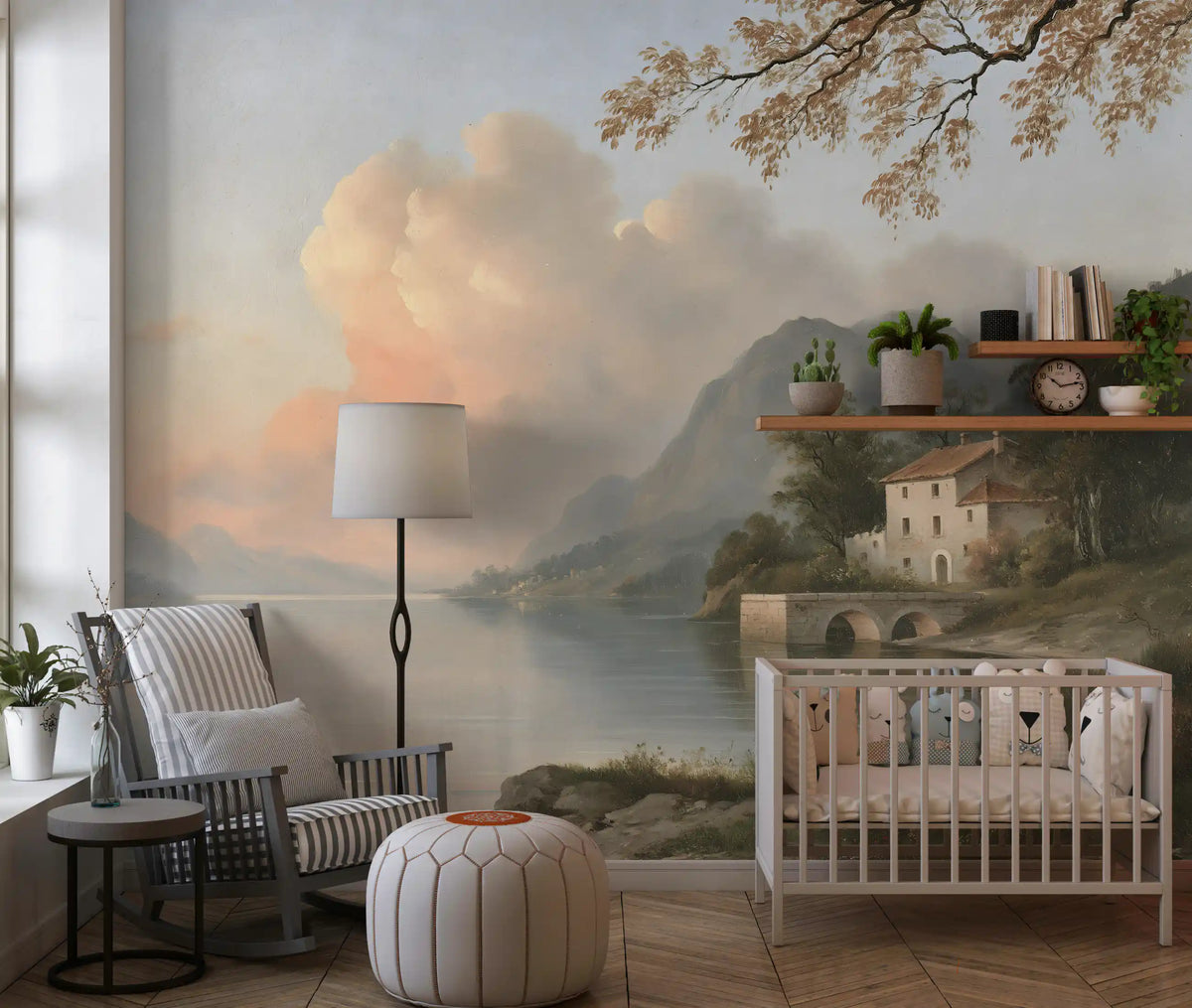 Italian Lake Villa Landscape Wall Mural