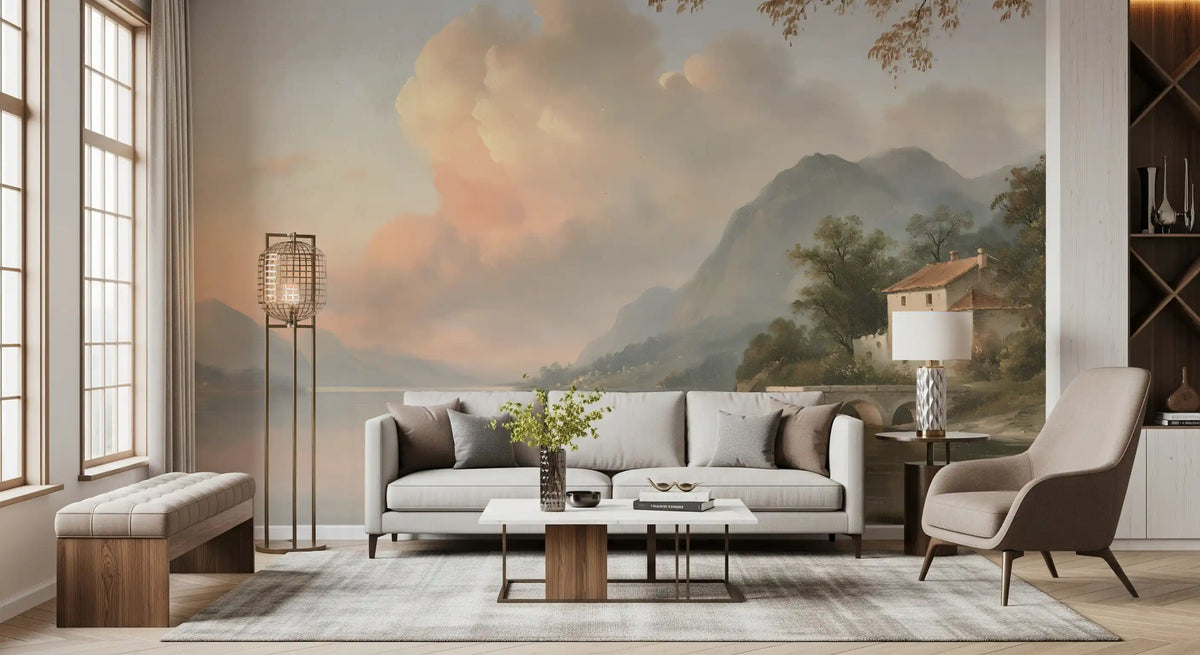 Italian Lake Villa Landscape Wall Mural